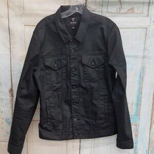 Guess Men's Black Denim Jacket - Size Large